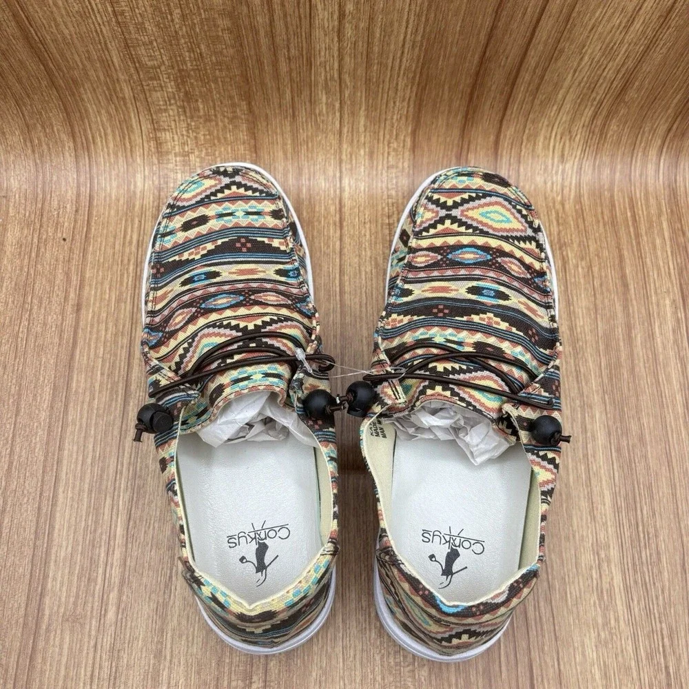 Corkys Kayak Boat Shoes Womens 11 Multicolor Southwestern Slip On NEW